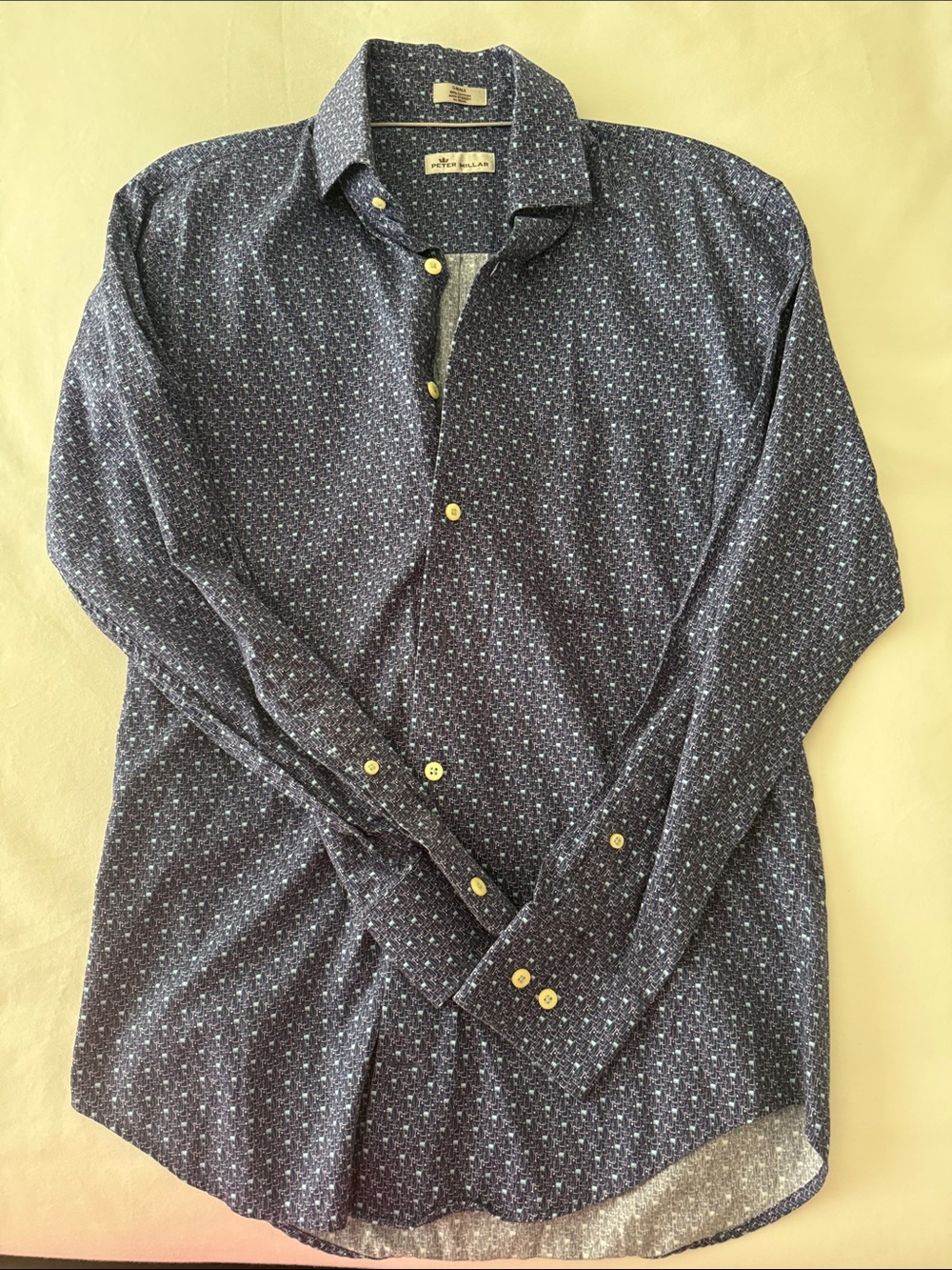 Peter Millar Men's Navy cocktail Micro-Print Long-Sleeve Shirt